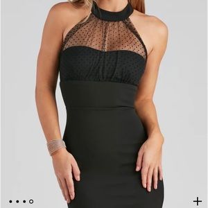 Formal halter top floor length dress. Never been worn.